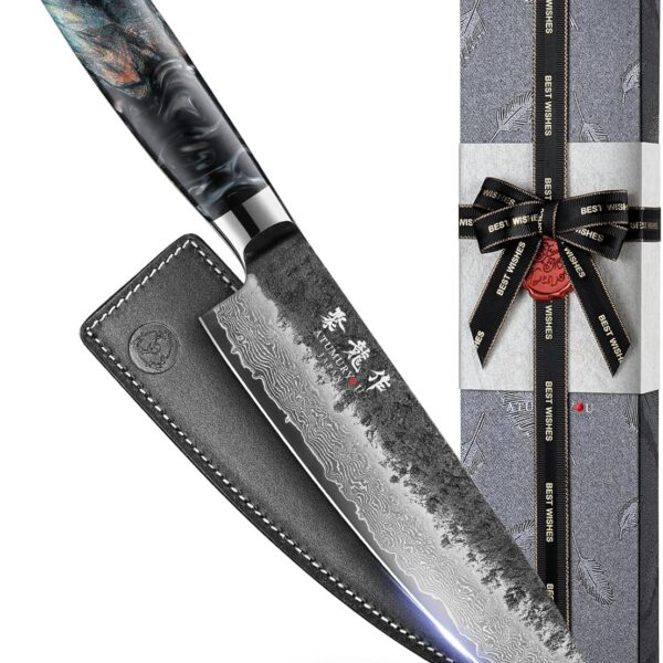 Japanese Chef Knife 8'', Hand Forged 67-Layer Damascus VG10 Core Kitchen Knife for Home & Professional Chefs, Razor Sharp Chef's Knives with Leather Sheath, Thoughtful Mothers Day Gifts for Mom