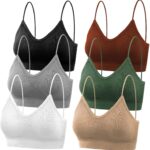 selizo 6 Pcs Sports Bras Pack - V Neck Cami Bralettes for Women