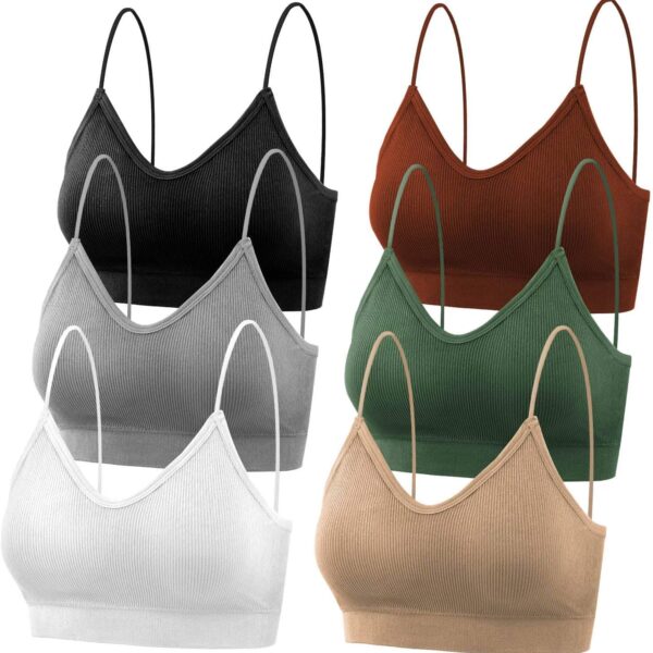 selizo 6 Pcs Sports Bras Pack - V Neck Cami Bralettes for Women