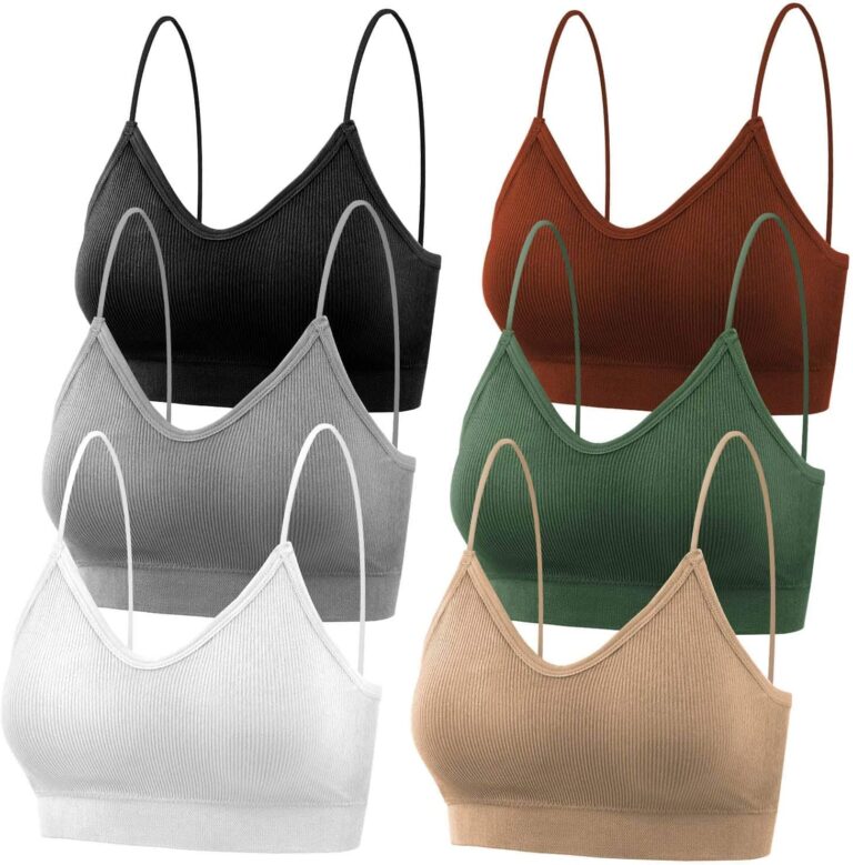 selizo 6 Pcs Sports Bras Pack - V Neck Cami Bralettes for Women