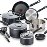 T-fal Experience Nonstick Cookware Set 12 Piece, Induction, Oven Broiler Safe 350F, Kitchen Cooking Set w/Fry Pans, Saucepan, Stockpot, Kitchen Utensils, Pots and Pans, Dishwasher Safe, Black