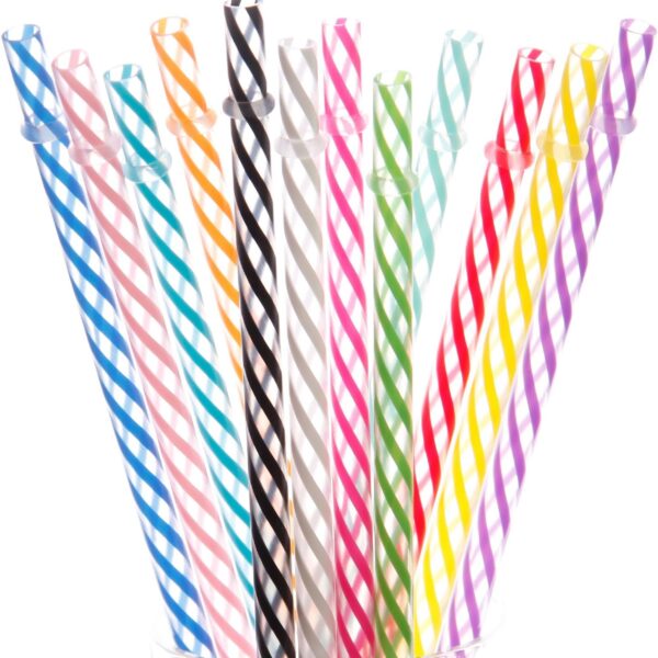 Dakoufish 12 Piece 11 Inch Reusable Plastic Thick Replacement Straws for 16 OZ 20 OZ 30 OZ Stanley,YETI,Starbucks, Owala Tumblers with Brush (11inch, Mix 12color)
