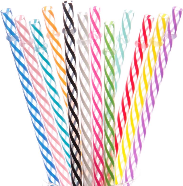 Dakoufish 12 Piece 11 Inch Reusable Plastic Thick Replacement Straws for 16 OZ 20 OZ 30 OZ Stanley,YETI,Starbucks, Owala Tumblers with Brush (11inch, Mix 12color)