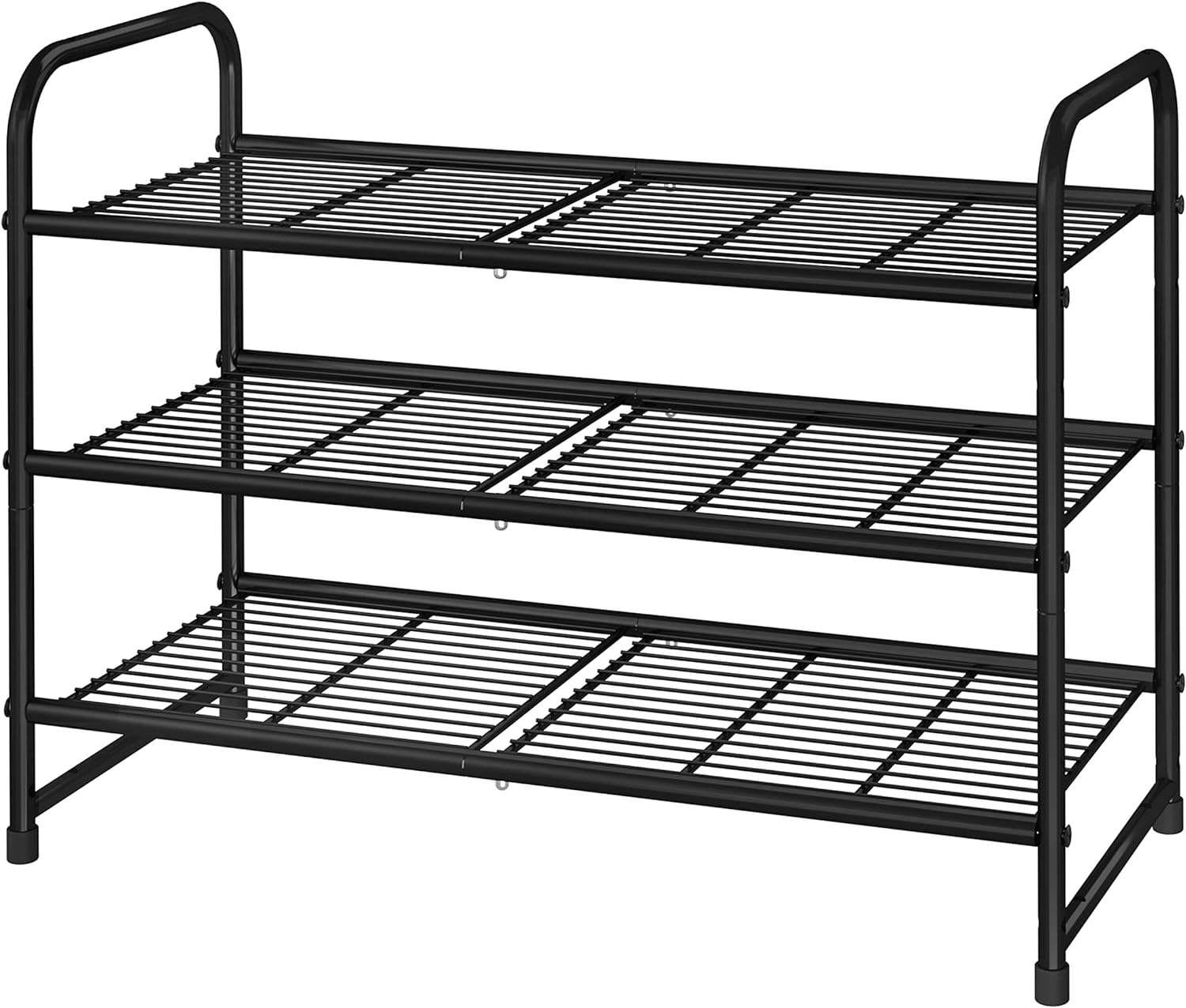 Simple Trending 3-Tier Stackable Shoe Rack, Expandable & Adjustable Shoe Shelf Storage Organizer, Wire Grid, Black Simple Trending 3-Tier Stackable Shoe Rack, Expandable & Adjustable Shoe Shelf Storage Organizer, Wire Grid, Black