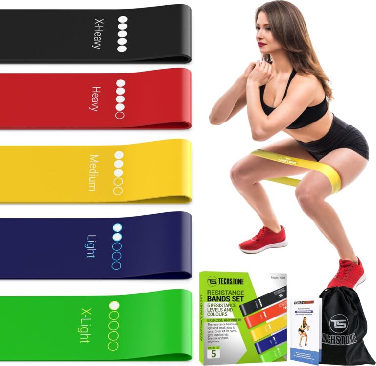 TechStone Resistance Bands Set  5 Levels Loop Exercise Bands for Men & Women, Elastic Workout Bands for Home Gym, Training, Yoga & Fitness, Carry Bag Included