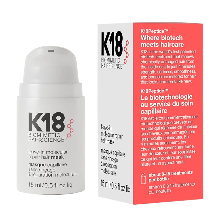 K18 Leave-In Molecular Repair Hair Mask, Patented, Lasting Repair For Dry, Frizzy, Damaged Hair, Reverse Damage In 4 Minutes From Bleach, Color, Chemical Services + Heat