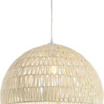 JONATHAN Y 20" Cream Modern Bohemian Woven Rope LED Pendant Light Fixture, Adjustable Dome Ceiling Lamp for Kitchen Island, Rope Shade, Coastal Farmhouse Decor JYL6504A
