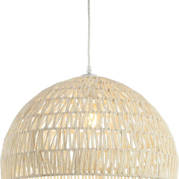 JONATHAN Y 20" Cream Modern Bohemian Woven Rope LED Pendant Light Fixture, Adjustable Dome Ceiling Lamp for Kitchen Island, Rope Shade, Coastal Farmhouse Decor JYL6504A