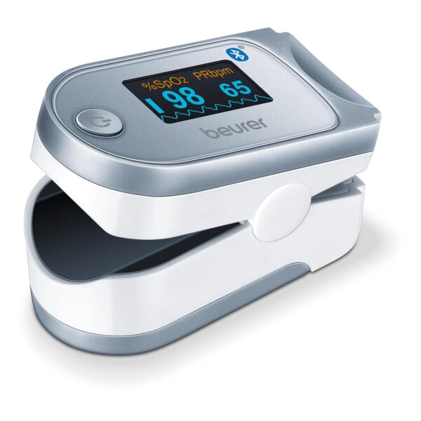 Beurer Bluetooth Digital fingertip Pulse Oximeter, Blood Oxygen Saturation & Pulse Rate Monitor with Accessories, 1 Count