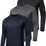 3 Pack Long Sleeve Shirts for Men - Quick Dry Moisture Wicking UV Sun Protection T-Shirts for Fishing Workout Athletic Gym