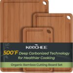 Keechee Bamboo Cutting Board, Durable Wood Cutting Boards for Kitchen with Deep Juice Grooves & Built-in Handles, Ideal Charcuterie & Chopping for Meat, Vegetables and Fruits Ideal Kitchen Gifts