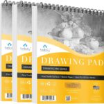 Bellofy 3 x Drawing Paper Pads 9 x 12 | 300 Sheets | 60lbs 85g | Acid Free Sketchbook Paper for Dry Media | Top Spiral Bound Sketchpad for Kids, Beginners, Artists & Professionals