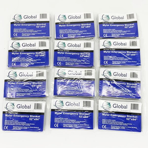 Emergency Mylar Thermal Blankets - 12 Pack | Survival Space Fire Blankets for Outdoor Adventures, Marathons, First Aid | Waterproof & Windproof | Ideal for Camping & Hiking