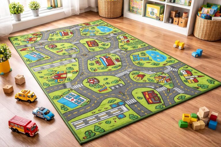 Kids Carpet Playmat Rug City Life Great for Playing with Cars and Toys - Play Learn and Have Fun Safely - Kids Baby Children Educational Road Traffic Play Mat for Bedroom Play Room Game Safe Area