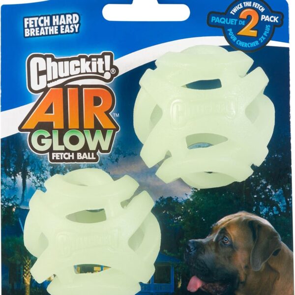 Chuckit! Air Glow Fetch Ball Dog Toy, Medium (2.5 Inch) Pack of 2, for Breeds 20-60 lbs