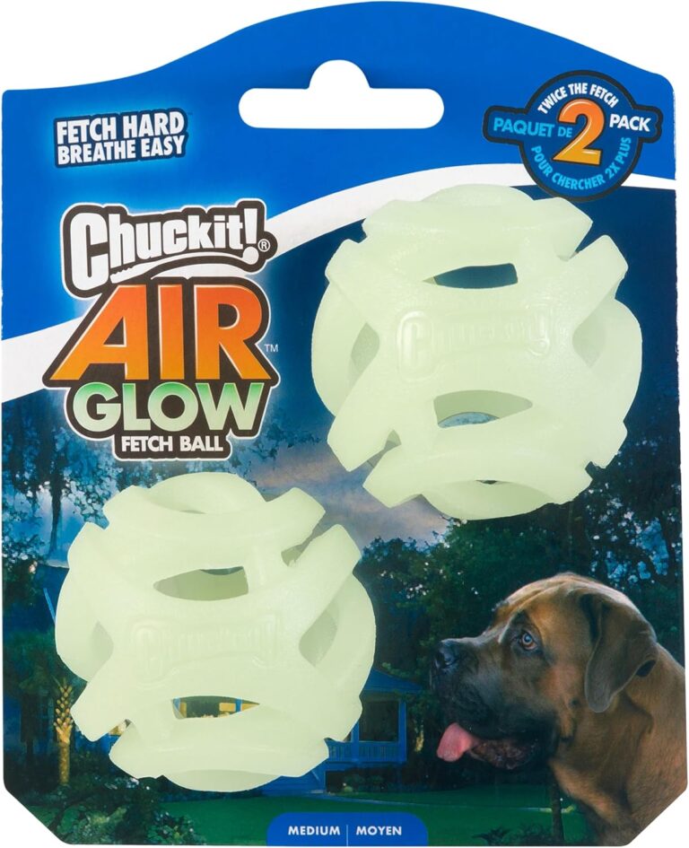 Chuckit! Air Glow Fetch Ball Dog Toy, Medium (2.5 Inch) Pack of 2, for Breeds 20-60 lbs