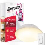 Energizer LED Ceiling Light Fixture, Battery Operated, Wireless Wall Switch Remote, 300 Lumens, Ceiling Light No Electricity, Perfect for Closets, Laundry Room, Garage, Shed and More, 58823-T1