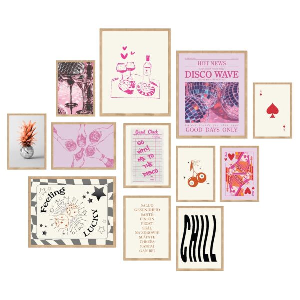 97 Decor Cute Preppy Room Decor Aesthetic - Preppy Posters For Bedroom, Cute Wall Art Aesthetic Pictures, Pink Trendy Wall Art Prints, Retro Girly Posters For Dorm Apartment Decor (Unframed)