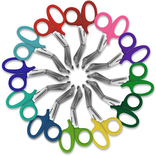 SURGICAL ONLINE 12-Pack Heavy Duty EMT Shears/Fabric Shears in Assorted Rainbow Colors, 7.5" - Ideal for EMS, Nurse, Crafting and Tailoring | Strong Enough to Cut A Penny in Half