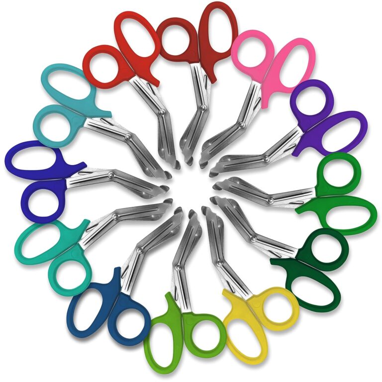 SURGICAL ONLINE 12-Pack Heavy Duty EMT Shears/Fabric Shears in Assorted Rainbow Colors, 7.5" - Ideal for EMS, Nurse, Crafting and Tailoring | Strong Enough to Cut A Penny in Half