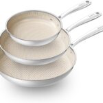 Redchef Nonstick Frying Pan Set Tri-Ply Hybrid Ceramic Frying pan 3 Piece, 8, 9.5, 11 Inch, Kitchen Frying Pans, Skillet PTFE PFAS-Free, Dishwasher and Oven Safe, Induction Ready, All Cooktops