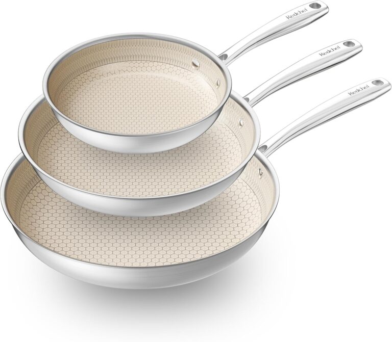 Redchef Nonstick Frying Pan Set Tri-Ply Hybrid Ceramic Frying pan 3 Piece, 8, 9.5, 11 Inch, Kitchen Frying Pans, Skillet PTFE PFAS-Free, Dishwasher and Oven Safe, Induction Ready, All Cooktops