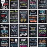 Juvale 20-Pack 13x19 in Motivational Classroom Posters - Chalkboard-Style Wall Decor, Classroom Decor, Bulletin Board Decorations, School Supplies for Teachers, Growth Mindset Posters