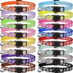 16 PCS Breakaway Cat Collars with Bells Reflective Cat Collar Safety Nylon Kitten Collars Cat Collars for Girl Boy Cats(7.5"-12.6")