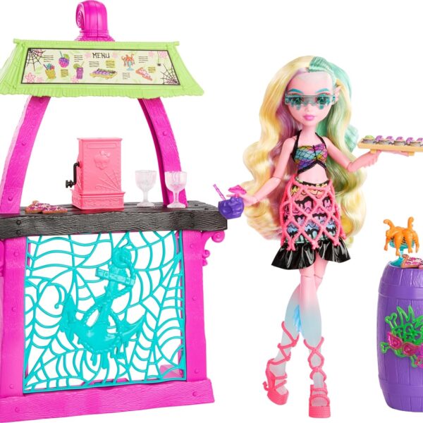Monster High Doll & Playset, Lagoona Blue Scare-adise Island Snack Shack with Food Accessories & Color-Change Drinks