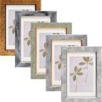 Fixwal 4x6 Picture Frame Set of 5, Vintage Photo Frame, Rustic Retro Picture Frame with Tempered Glass, Decorative Art on Walls and Tabletop Placement