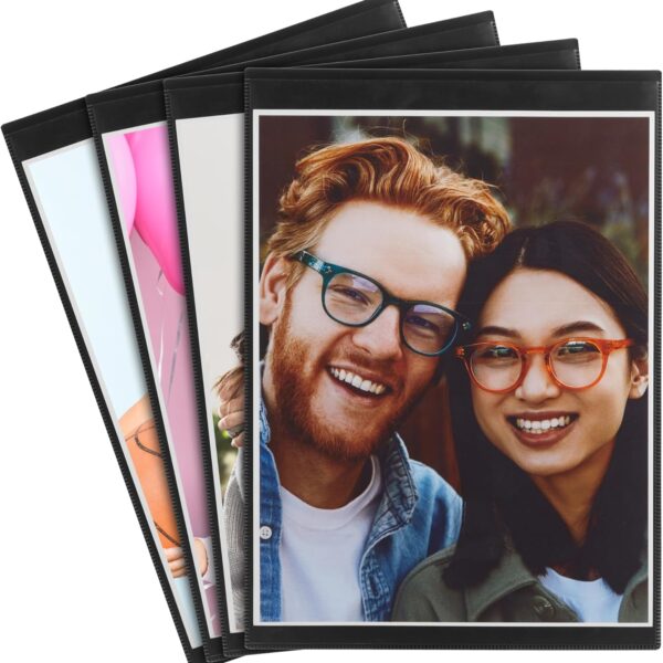 Juvale Magnetic Picture Frames for Refrigerator - Magnet Frames for Refrigerator with Full Magnetic Backing - Fridge Artwork Display & Photo Holder - Fridge Artwork Magnets - 4 Pack, 8.5" x 11", Black