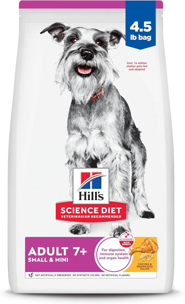 Hill's Science Diet Adult 7+ Small & Mini Dry Dog Food, Chicken & Brown Rice, 4.5 lb. Bag