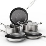 COOKER KING Stainless Steel 7PCS Cookware Set, Pots and Pans Set, Non Stick, Frying Pans, Saucepans & Stock Pot with Lid, Non-Toxic, Induction, Oven, Dishwasher Safe