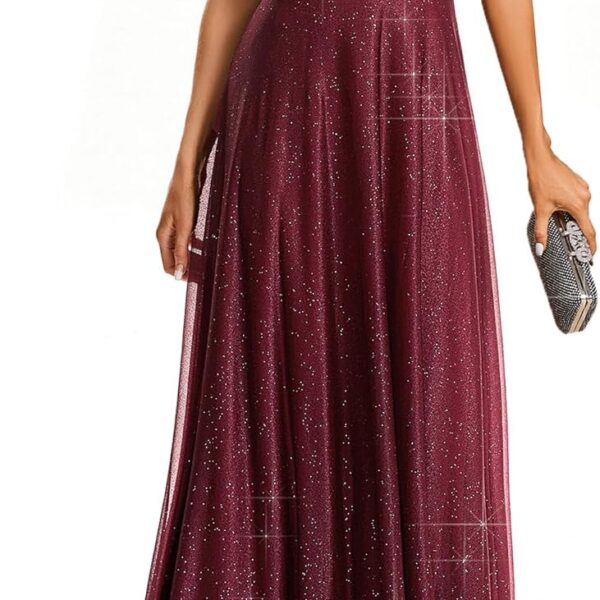 Ever-Pretty Women's Summer Glitter Formal Dresses Evening Gown V Neck Short Sleeves Floor Length Mother of Bride Dress 50159