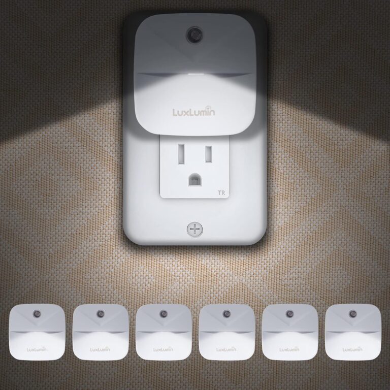 LuxLumin LED Night Lights Plug into Wall with Dusk-to-Dawn Sensor, Automatically Turn on and Off,Night Light for Kids,Bedroom,Bathroom,Stairs, White, 6 Packs