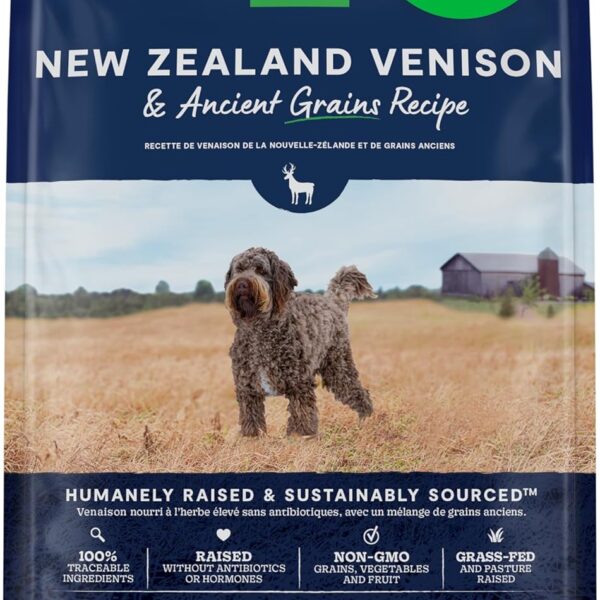 Open Farm, Ancient Grains Dry Dog Food, Protein-Rich & Nutrient Dense, 90% Animal Protein Mixed with Non-GMO Fruits, Veggies and Superfoods, New Zealand Venison Recipe, 22lb Bag