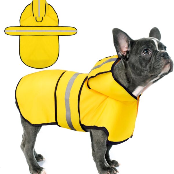 Paiaite Dog Raincoat: Hooded Slicker Poncho, Durable Waterproof Jacket with Reflective Stripes for Safety, Convenient Leash Hole, and Adjustable Fit, Perfect for Small, Medium, and Large Dogs Yellow M