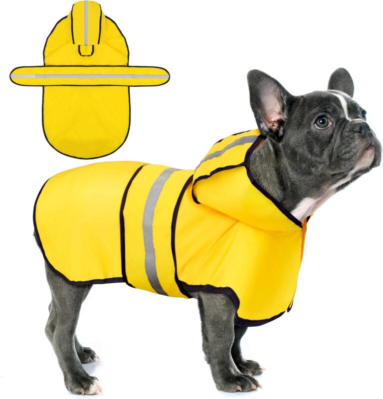 Paiaite Dog Raincoat: Hooded Slicker Poncho, Durable Waterproof Jacket with Reflective Stripes for Safety, Convenient Leash Hole, and Adjustable Fit, Perfect for Small, Medium, and Large Dogs Yellow M