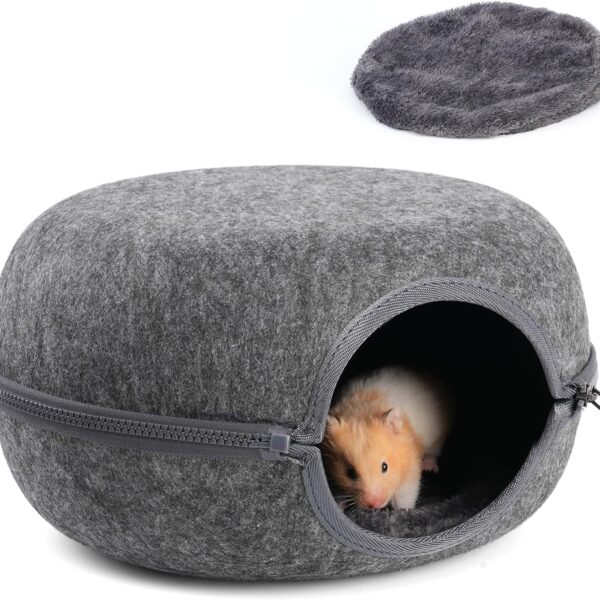 Guinea Pig Hideout, Double Function Guinea Pig Bed with 2 Soft Cushions, Small Animal Cage Accessories for Guinea Pigs, Hamsters, Hedgehogs, and Ferrets (Dark Grey)