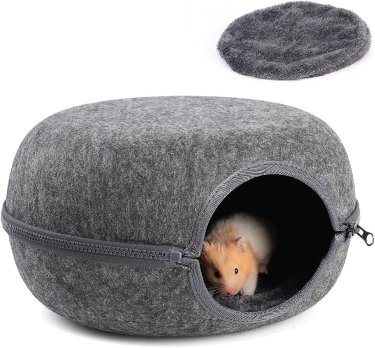 Guinea Pig Hideout, Double Function Guinea Pig Bed with 2 Soft Cushions, Small Animal Cage Accessories for Guinea Pigs, Hamsters, Hedgehogs, and Ferrets (Dark Grey)