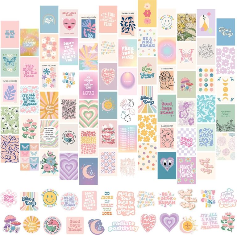 Artivo Danish Pastel Wall Collage Kit for Aesthetic Pictures 70 cards, for Teen, Girls Room Dcor
