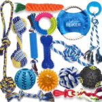 Beiker Dog Teething Chew Toys - 15 Pack Small Medium Breed Puppy Toy, Variety Dogs Rope Chew Toys Bundle for Boredom, Pet Interactive Squeaky Treat Dispensing Ball for Puppies