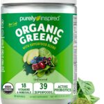 Purely Inspired Organic Greens Powder Superfood Smoothie Mix, Unflavored (30 Servings) - Super Greens with Probiotics, Spirulina & Chlorella for Gut & Digestive Health - Vegan