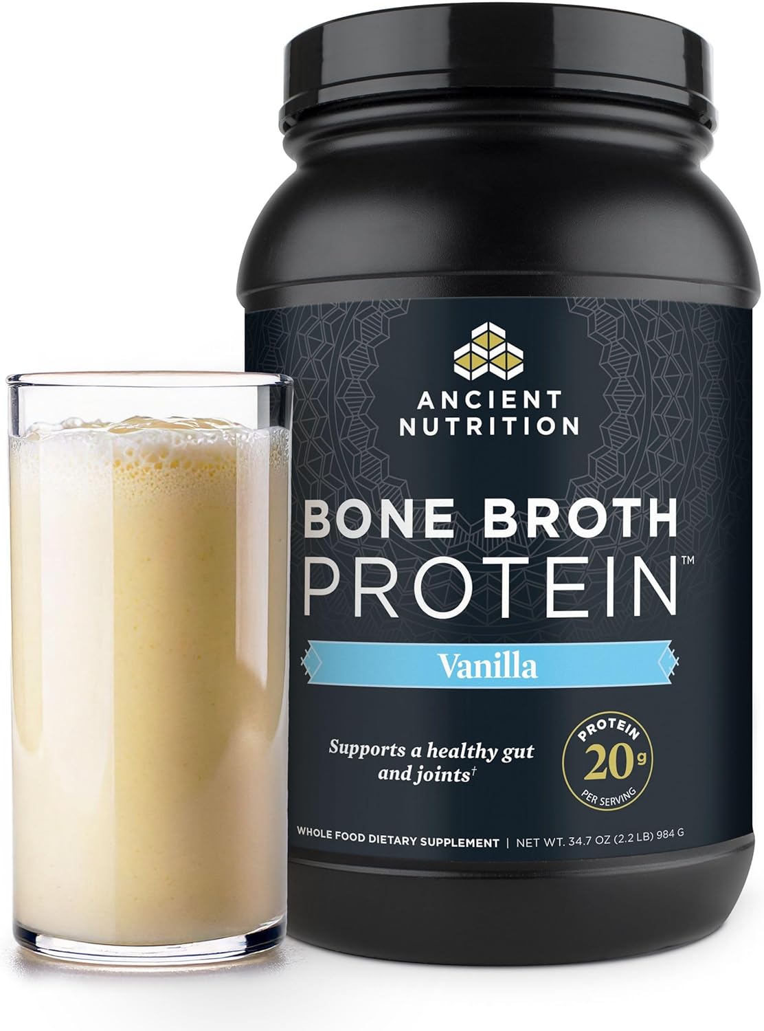Ancient Nutrition Grass Fed, Bone Broth Protein Powder, 20g Protein, Hydrolyzed Collagen Peptides, Keto & Paleo Friendly, Supports Joint, Gut Health, Vanilla, 40 Servings Ancient Nutrition Grass Fed, Bone Broth Protein Powder, 20g Protein, Hydrolyzed Collagen Peptides, Keto & Paleo Friendly, Supports Joint, Gut Health, Vanilla, 40 Servings