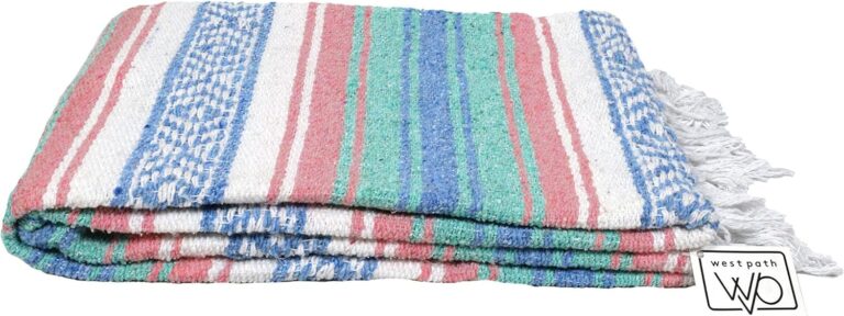 Open Road Goods Multi Color Mexican Falsa Blanket - Handwoven in Mexico - Great for The Beach, Picnics, Yoga, or a Throw! (Beach CT)