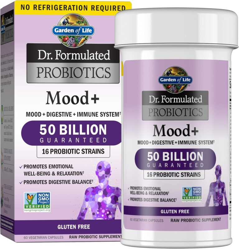 Garden of Life Dr. Formulated Probiotics Mood+ - 50 Billion CFU - Supports Relaxation & Digestive Health - Shelf Stable - 60 Vegetarian Capsules
