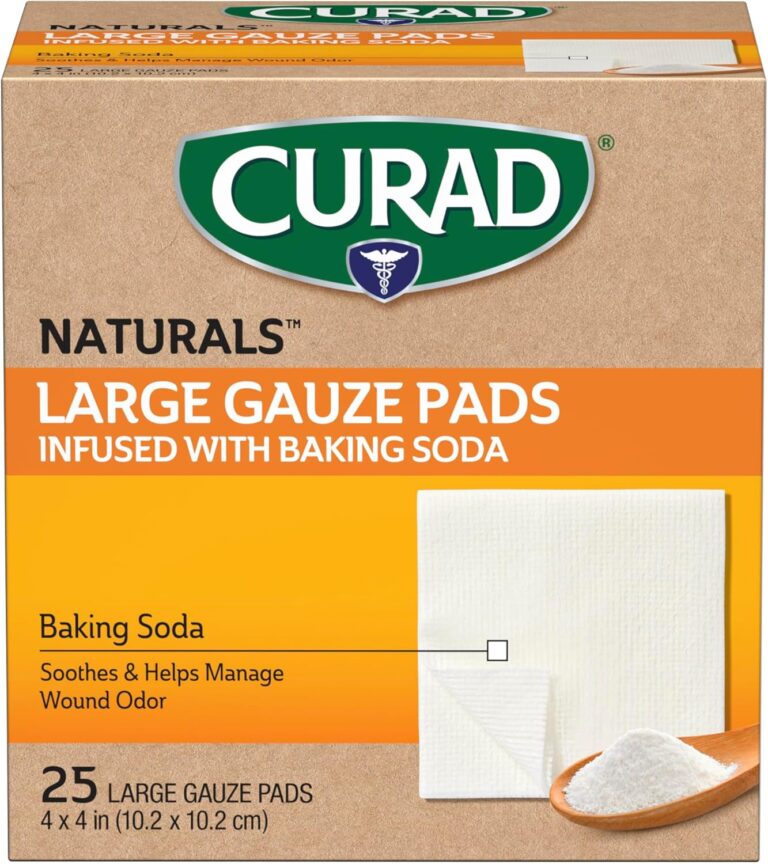 Curad SoothePlus Gauze Pads with Baking Soda, Large 4" x 4", 25 Count (Pack of 1)