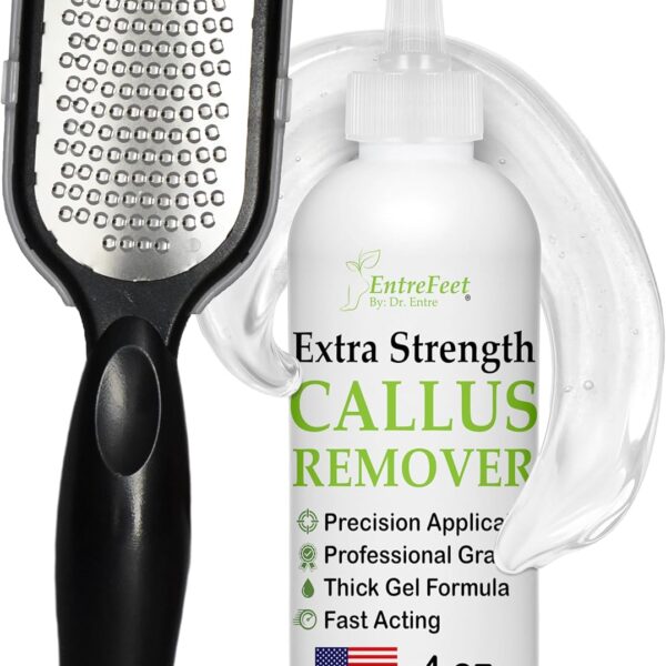 Dr. Entre's Callus Remover Gel & Foot File: Extra Strength Callus Remover for Feet, Foot Callus Remover Care, Pedicure Tools Supplies, Spa Kit, Dead Skin Scrubber, 4 oz