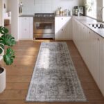 Runner Rug Hallway Runner Rug Washable Kitchen Runner Rugs with Rubber Backing 2'6''x8' 100% Polyester Vintage Rug for Entryway Indoor, Kitchen, Laundry, Bedroom (Grey and Brown)