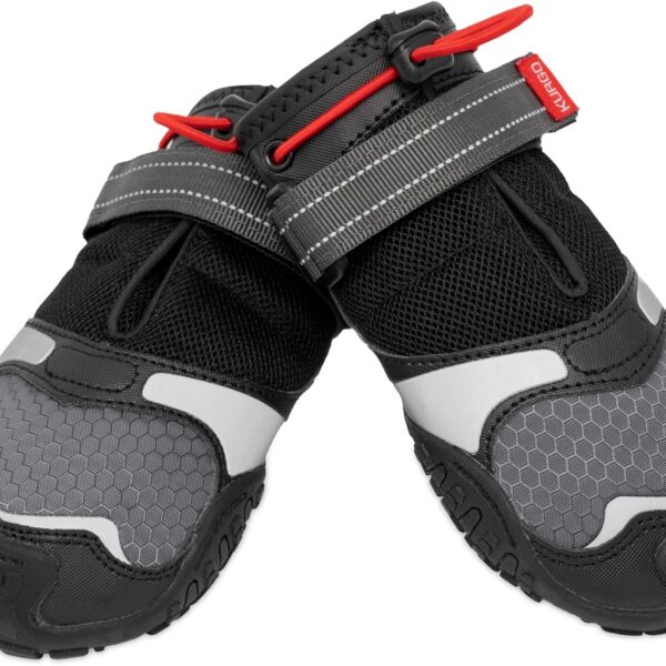 Kurgo Blaze Dog Boots - Protects Paws in All Seasons - Breathable Fabric - Water Resistant Dog Shoes - Dual Ankle Closure - Reflective Dog Boots - Includes 2 Shoes - Chili Red/Black - XXS
